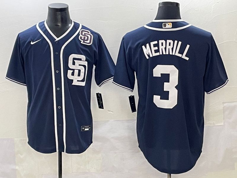 Men 2025 San Diego Padres #3 Merrill Dark Blue Game Nike MLB Jersey style 8